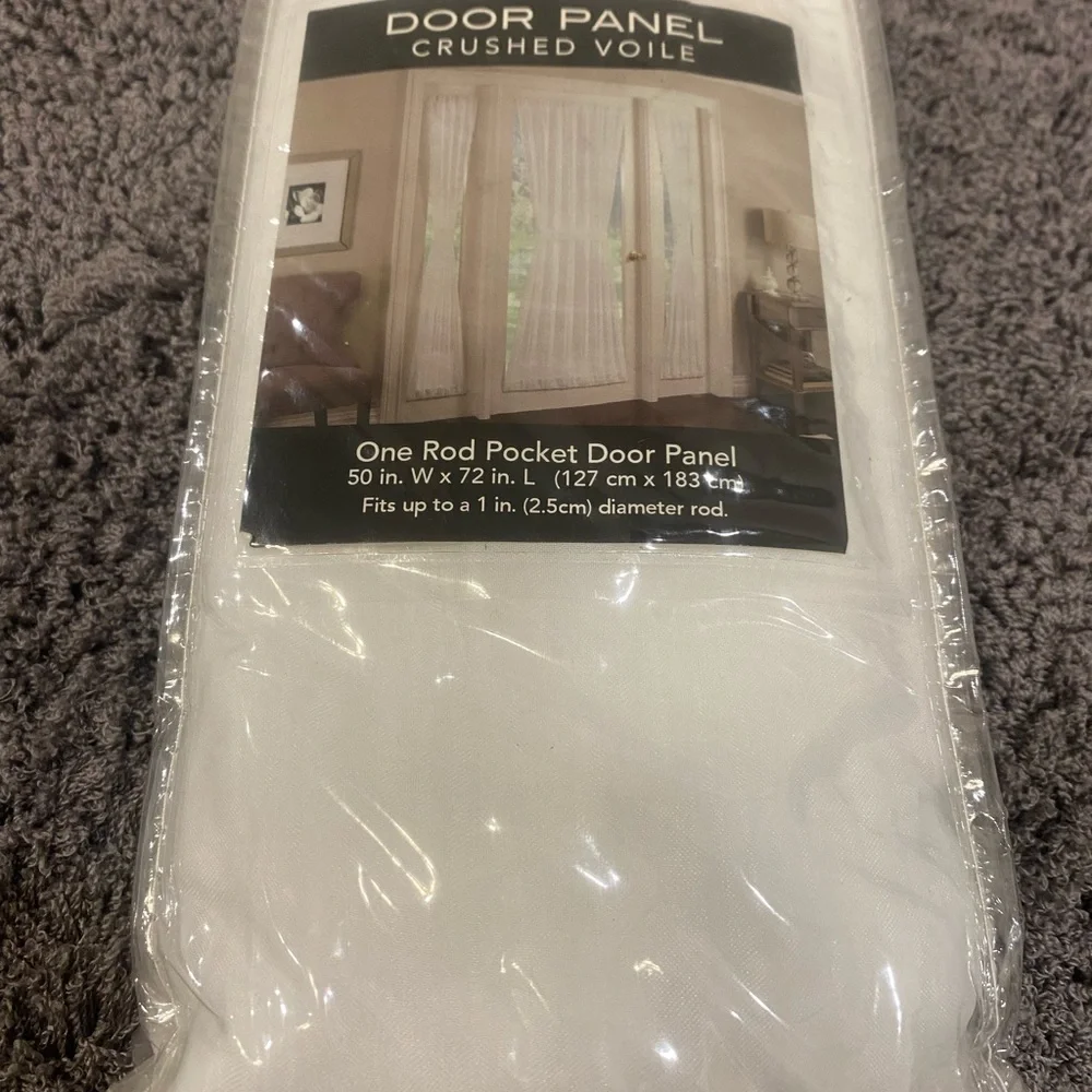 Crushed Voile Door Panel - White One Rod Pocket